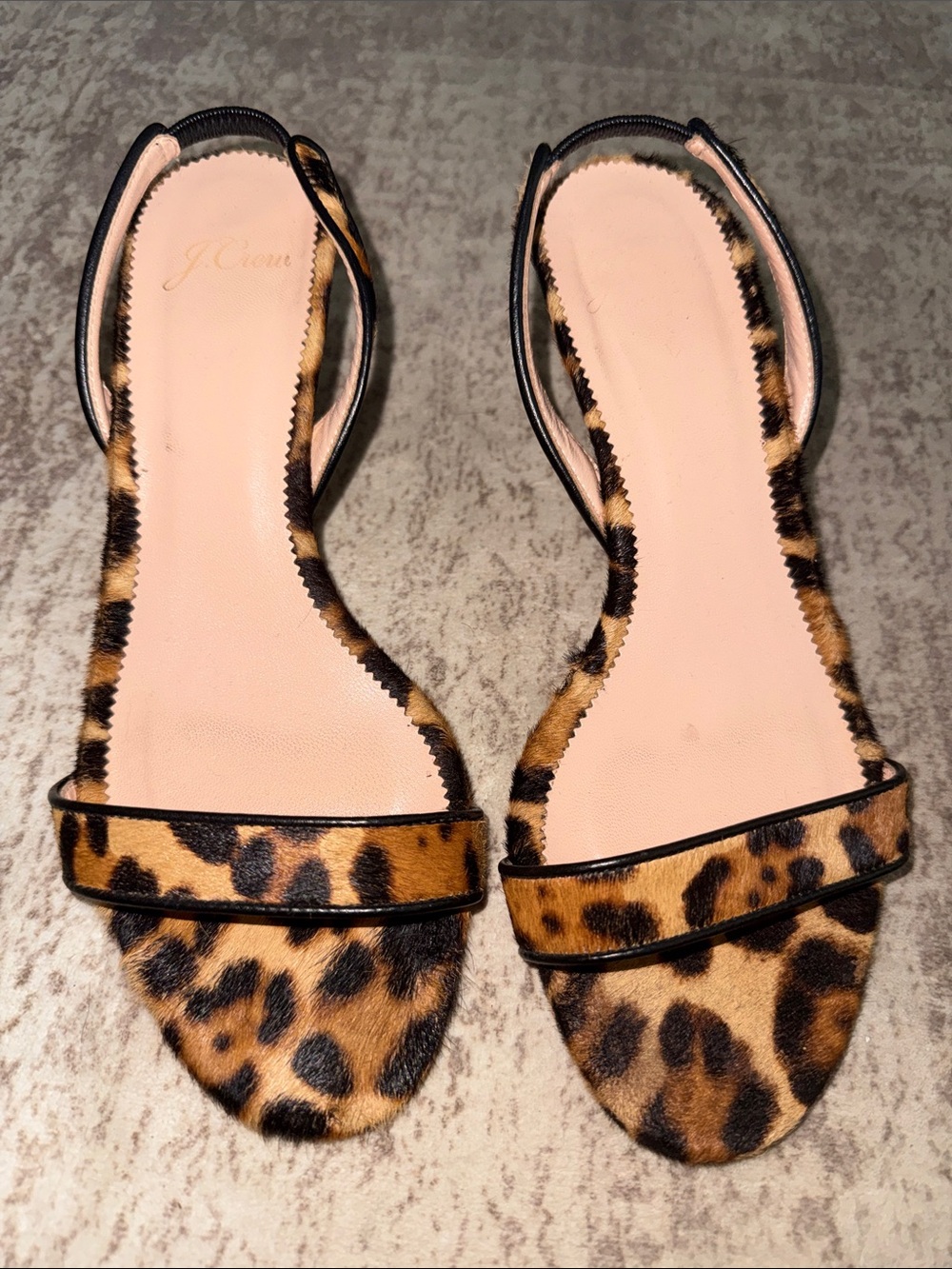 J. Crew Leopard Print Calf Hair Slingback Heels in Brown and Black - Picture 2 of 5